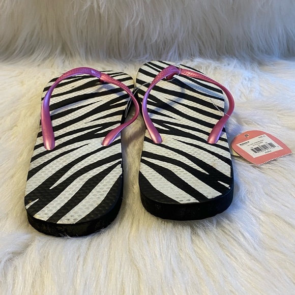 SO Flip Flops Womens Size XL Zebra Print Sandals Open Toe Shoes - Picture 2 of 5